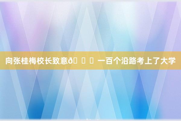 向张桂梅校长致意👍一百个沿路考上了大学