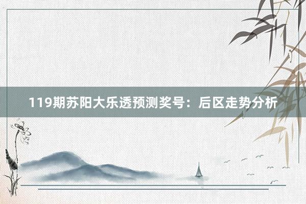 119期苏阳大乐透预测奖号：后区走势分析